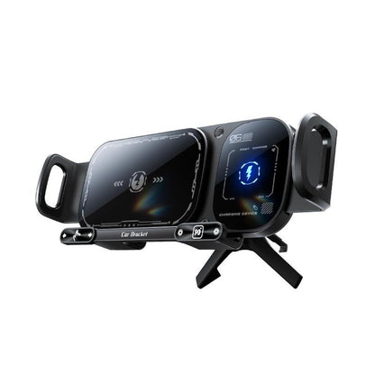15W Wireless Fast-Charging Car Phone Mount for Foldable & Regular Smartphones, Super Stable Car Air Vent Phone Mount with Hook & Clip，One-Button 90° Rotation，One-Button Automatic Clamping，Compatible with Iphone, Samsung, Google and Other Smartphones