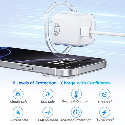MAGICJOHN 45W USB-C Fast Charger – Compact Power Adapter for Iphone 17/16/15 Pro Max/Air – Quick, Travel-Friendly Mini Plug