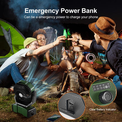 Odoland 40000Mah Camping Fan with LED Light, Battery Operated Oscillating Desk Fan with Remote & Hook, Rechargeable Outdoor Tent Fan with Timer for Hurricane Power Outage Travel Jobsite RV